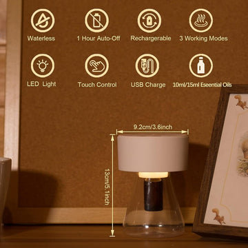 LOXIM Twilight Aromatherapy Diffuser Nebulizing Technology for Essential Oils, Full Spectrum Oil Adaptability, Optional LED Light, Waterless, Wireless, Battery Operated - Imported from UK